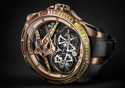 Excalibur Sunrise Double Tourbillon or rose 45mm ROGER DUBUIS