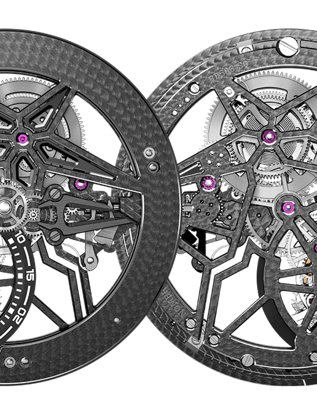 Roger Dubuis front and back RD508SQ caliber details