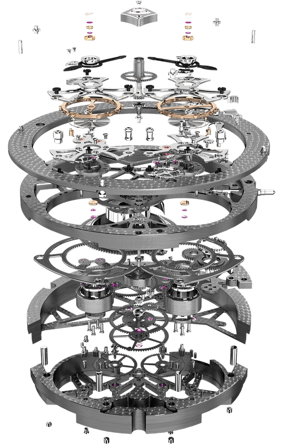 Roger Dubuis RD01SQ explosed caliber details