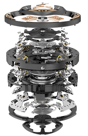 Roger Dubuis RD101, caliber, explosed view on each components