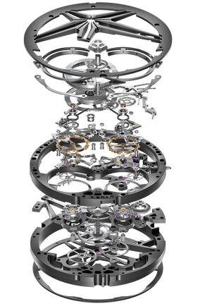 Roger Dubuis RD108SQ caliber, explosed view on each components