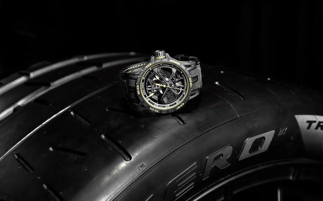 Roger Dubuis watch on a Pirelli P ZERO tyre